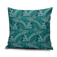 Teal Monstera Pillow Cover Polynesian Tribal Pattern - Polynesian Pride