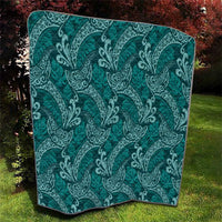 Teal Monstera Quilt Polynesian Tribal Pattern - Polynesian Pride