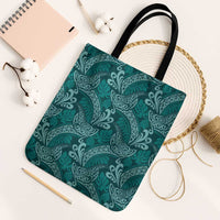 Teal Monstera Tote Bag Polynesian Tribal Pattern - Polynesian Pride