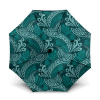 Teal Monstera Umbrella Polynesian Tribal Pattern - Polynesian Pride