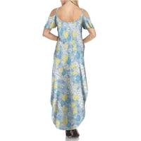 Anthurium Plumeria Lei Pastel Family Matching Summer Maxi Dress and Hawaiian Shirt Blue Hawaiian Splendid Palaka