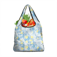 Anthurium Plumeria Lei Pastel Grocery Bag Blue Hawaiian Splendid Palaka