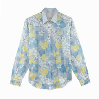 Anthurium Plumeria Lei Pastel Women Casual Shirt Blue Hawaiian Splendid Palaka LT01 - Polynesian Pride