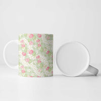 Anthurium Plumeria Lei Pastel Ceramic Mug Green Hawaiian Splendid Palaka