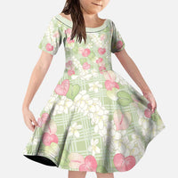 Anthurium Plumeria Lei Pastel Family Matching Summer Maxi Dress and Hawaiian Shirt Green Hawaiian Splendid Palaka