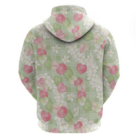 Anthurium Plumeria Lei Pastel Hoodie Green Hawaiian Splendid Palaka