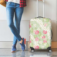 Anthurium Plumeria Lei Pastel Luggage Cover Green Hawaiian Splendid Palaka