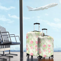 Anthurium Plumeria Lei Pastel Luggage Cover Green Hawaiian Splendid Palaka
