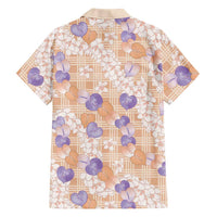 Anthurium Plumeria Lei Pastel Family Matching Off The Shoulder Long Sleeve Dress and Hawaiian Shirt Orange Hawaiian Splendid Palaka LT01 - Polynesian Pride