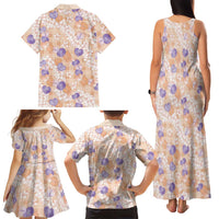 Anthurium Plumeria Lei Pastel Family Matching Tank Maxi Dress and Hawaiian Shirt Orange Hawaiian Splendid Palaka LT01 - Polynesian Pride