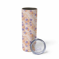 Anthurium Plumeria Lei Pastel Skinny Tumbler Orange Hawaiian Splendid Palaka LT01 - Polynesian Pride