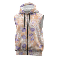 Anthurium Plumeria Lei Pastel Sleeveless Zip Hoodie Orange Hawaiian Splendid Palaka
