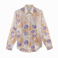 Anthurium Plumeria Lei Pastel Women Casual Shirt Orange Hawaiian Splendid Palaka LT01 - Polynesian Pride