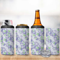 Anthurium Plumeria Lei Pastel 4 in 1 Can Cooler Tumbler Purple Hawaiian Splendid Palaka LT01 - Polynesian Pride
