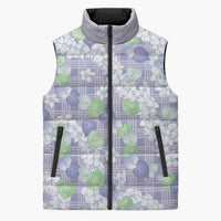 Anthurium Plumeria Lei Pastel Sleeveless Puffer Jacket Purple Hawaiian Splendid Palaka