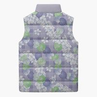 Anthurium Plumeria Lei Pastel Sleeveless Puffer Jacket Purple Hawaiian Splendid Palaka