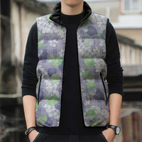 Anthurium Plumeria Lei Pastel Sleeveless Puffer Jacket Purple Hawaiian Splendid Palaka