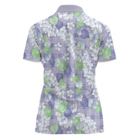 Anthurium Plumeria Lei Pastel Women Polo Shirt Purple Hawaiian Splendid Palaka LT01 - Polynesian Pride