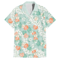 Anthurium Plumeria Lei Pastel Family Matching Puletasi and Hawaiian Shirt Teal Hawaiian Splendid Palaka