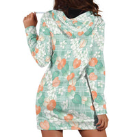 Anthurium Plumeria Lei Pastel Hoodie Dress Teal Hawaiian Splendid Palaka LT01 - Polynesian Pride