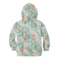 Anthurium Plumeria Lei Pastel Kid Hoodie Teal Hawaiian Splendid Palaka