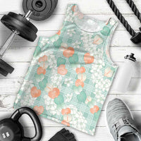 Anthurium Plumeria Lei Pastel Men Tank Top Teal Hawaiian Splendid Palaka