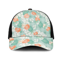 Anthurium Plumeria Lei Pastel Mesh Trucker Cap Teal Hawaiian Splendid Palaka