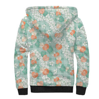 Anthurium Plumeria Lei Pastel Sherpa Hoodie Teal Hawaiian Splendid Palaka