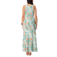 Anthurium Plumeria Lei Pastel Tank Maxi Dress Teal Hawaiian Splendid Palaka