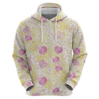 Anthurium Plumeria Lei Pastel Hoodie Yellow Hawaiian Splendid Palaka