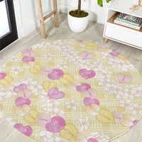 Anthurium Plumeria Lei Pastel Round Carpet Yellow Hawaiian Splendid Palaka