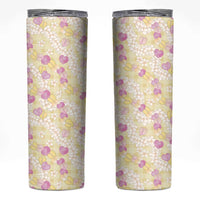 Anthurium Plumeria Lei Pastel Skinny Tumbler Yellow Hawaiian Splendid Palaka LT01 Yellow - Polynesian Pride
