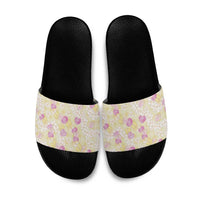 Anthurium Plumeria Lei Pastel Slide Sandals Yellow Hawaiian Splendid Palaka