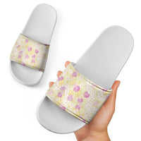 Anthurium Plumeria Lei Pastel Slide Sandals Yellow Hawaiian Splendid Palaka