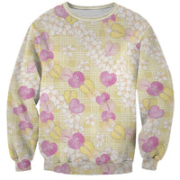 Anthurium Plumeria Lei Pastel Sweatshirt Yellow Hawaiian Splendid Palaka