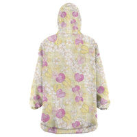 Anthurium Plumeria Lei Pastel Wearable Blanket Hoodie Yellow Hawaiian Splendid Palaka LT01 - Polynesian Pride
