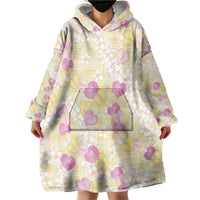 Anthurium Plumeria Lei Pastel Wearable Blanket Hoodie Yellow Hawaiian Splendid Palaka LT01 - Polynesian Pride
