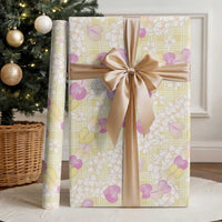 Anthurium Plumeria Lei Pastel Wrapping Paper Yellow Hawaiian Splendid Palaka