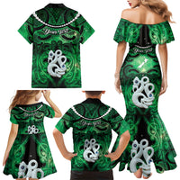 Personalised Maori Matariki Manaia Kakariki Family Matching Mermaid Dress and Hawaiian Shirt Maori Kowhaiwhai Pattern Galaxy LT01 - Polynesian Pride