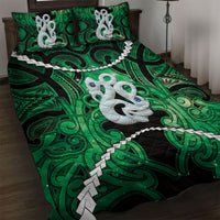 Maori Matariki Manaia Kakariki Quilt Bed Set Maori Kowhaiwhai Pattern Galaxy