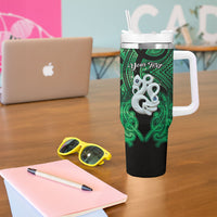 Personalised Maori Matariki Manaia Kakariki Tumbler With Handle Maori Kowhaiwhai Pattern Galaxy
