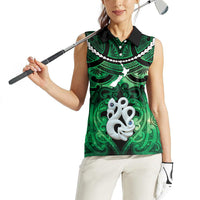 Personalised Maori Matariki Manaia Kakariki Women Sleeveless Polo Shirt Maori Kowhaiwhai Pattern Galaxy LT01 - Polynesian Pride
