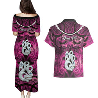 Personalised Maori Matariki Manaia Mawhero Couples Matching Puletasi and Hawaiian Shirt Maori Kowhaiwhai Pattern Galaxy LT01 - Polynesian Pride