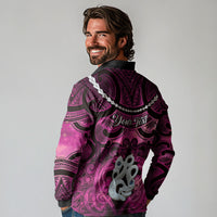 Personalised Maori Matariki Manaia Mawhero Long Sleeve Polo Shirt Maori Kowhaiwhai Pattern Galaxy