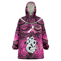 Personalised Maori Matariki Manaia Mawhero Wearable Blanket Hoodie Maori Kowhaiwhai Pattern Galaxy LT01 One Size Pink - Polynesian Pride