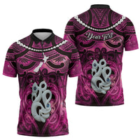 Personalised Maori Matariki Manaia Mawhero Zipper Polo Shirt Maori Kowhaiwhai Pattern Galaxy