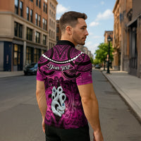 Personalised Maori Matariki Manaia Mawhero Zipper Polo Shirt Maori Kowhaiwhai Pattern Galaxy