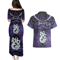 Personalised Maori Matariki Manaia Waiporoporo Couples Matching Puletasi and Hawaiian Shirt Maori Kowhaiwhai Pattern Galaxy LT01 - Polynesian Pride
