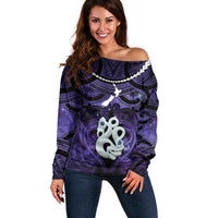 Personalised Maori Matariki Manaia Waiporoporo Off Shoulder Sweater Maori Kowhaiwhai Pattern Galaxy