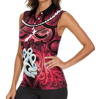 Personalised Maori Matariki Manaia Whero Women Sleeveless Polo Shirt Maori Kowhaiwhai Pattern Galaxy LT01 - Polynesian Pride